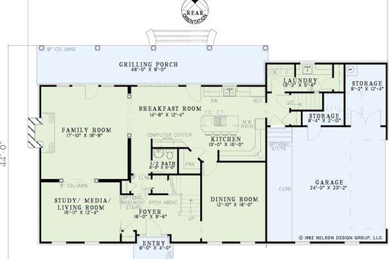 Exterior - Front Elevation 4 for Southern House Plan #17-2187 - 4 bed, 3.5 bath