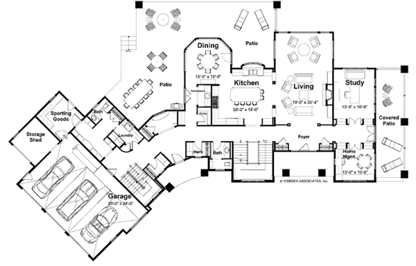 Architectural House Design - Craftsman Floor Plan - Main Floor Plan #928-104