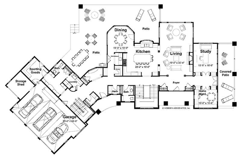 Home Plan - Floor Plan - Main Floor for Craftsman House Plan #928-104 - 4 bed, 3 bath