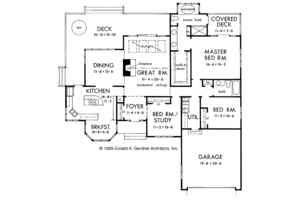 Floor Plan - Main Floor for Ranch House Plan #929-73 - 3 bed, 2 bath