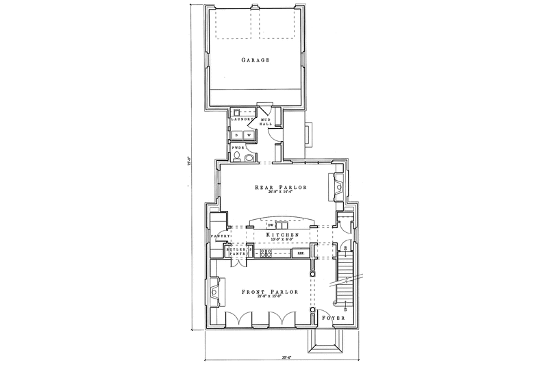 Home Plan - Floor Plan - Main Floor for Classical House Plan #992-6 - 3 bed, 2.5 bath