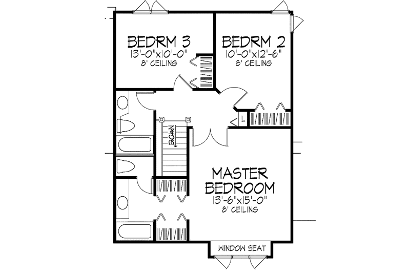 Home Plan - Floor Plan - Upper Floor for Country House Plan #320-681 - 3 bed, 2.5 bath