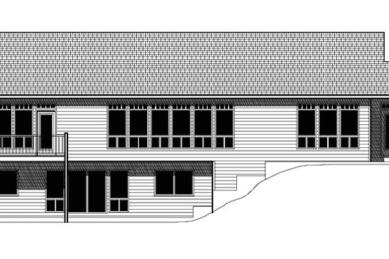 Exterior - Rear Elevation for Ranch House Plan #943-6 - 5 bed, 3 bath