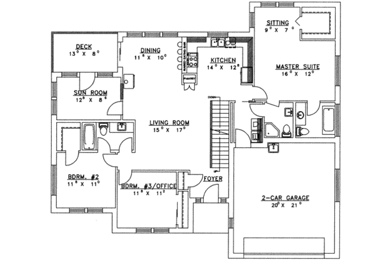 Home Plan - Floor Plan - Main Floor for Traditional House Plan #117-169 - 4 bed, 4 bath