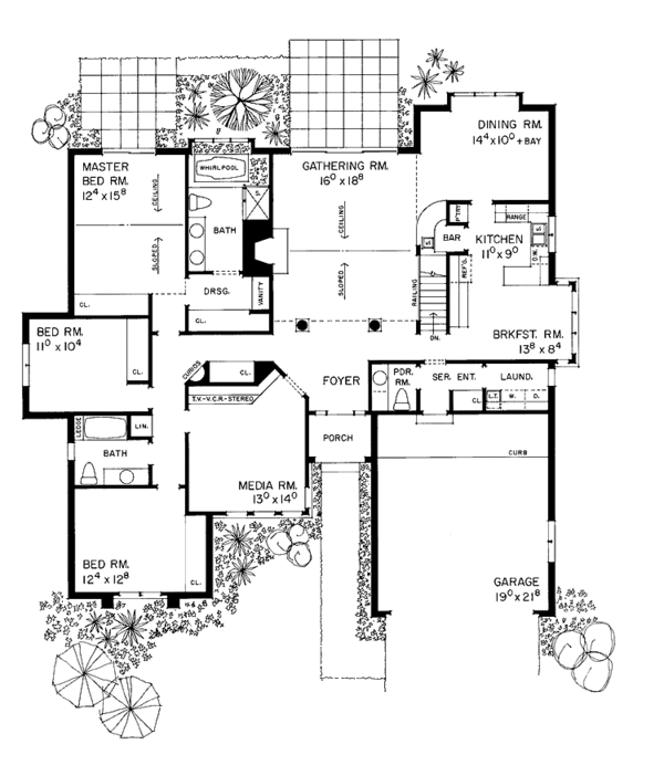 Architectural House Design - Tudor Floor Plan - Main Floor Plan #72-881