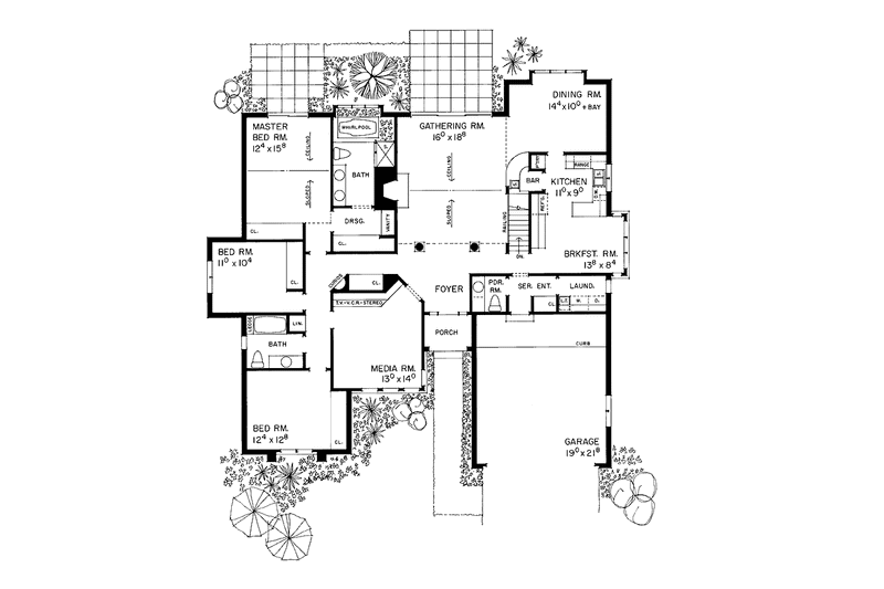 House Blueprint - Floor Plan - Main Floor for Tudor House Plan #72-881 - 3 bed, 2.5 bath