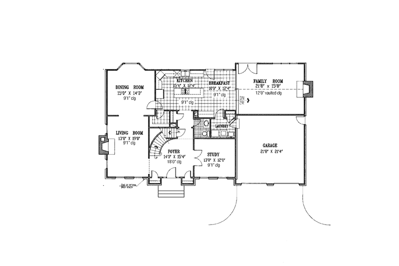 Home Plan - Floor Plan - Main Floor for Classical House Plan #953-34 - 4 bed, 2.5 bath