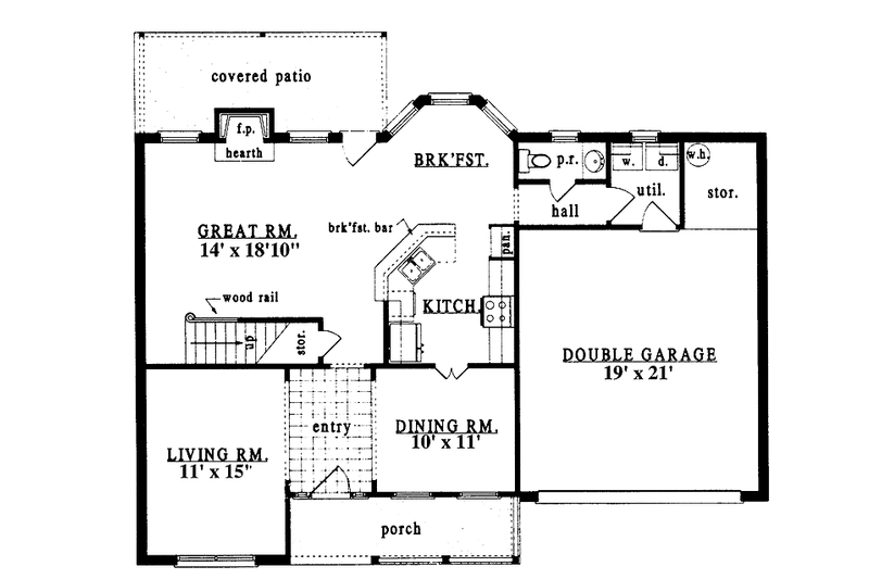 House Design - Floor Plan - Main Floor for Country House Plan #42-594 - 3 bed, 2.5 bath