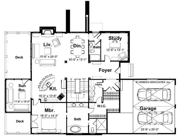 Architectural House Design - Colonial Floor Plan - Main Floor Plan #928-74