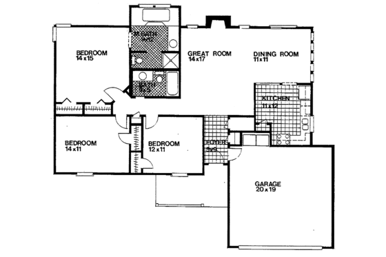 Floor Plan - Main Floor for Country House Plan #30-322 - 3 bed, 2 bath