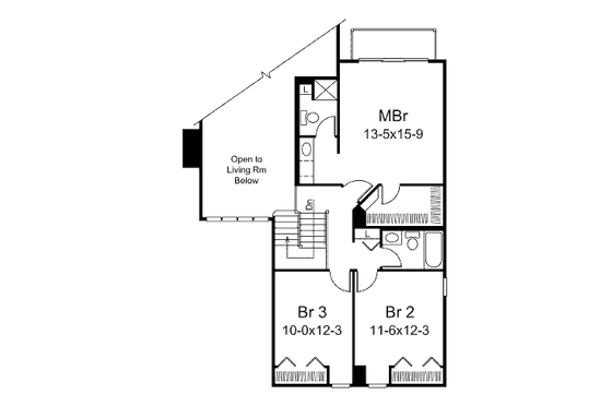Floor Plan - Upper Floor for Modern House Plan #57-429 - 3 bed, 2.5 bath
