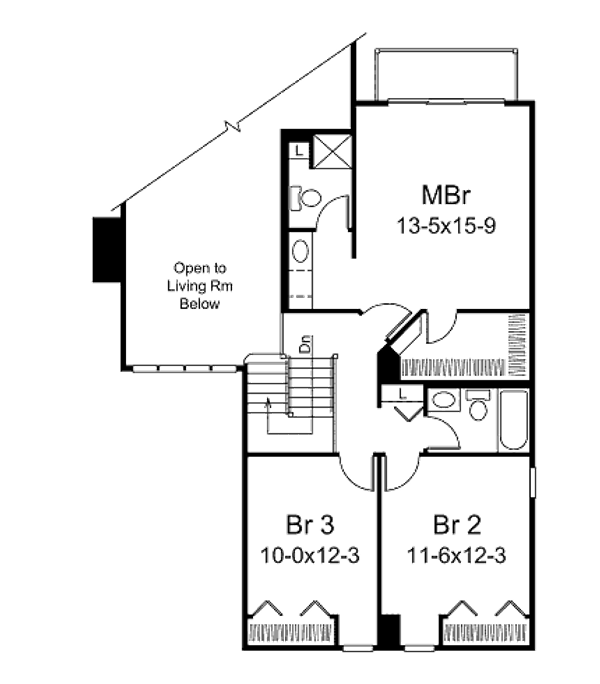 Floor Plan - Upper Floor for Modern House Plan #57-429 - 3 bed, 2.5 bath