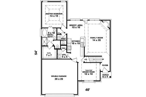 Floor Plan - Main Floor for Colonial House Plan #81-698 - 3 bed, 2.5 bath