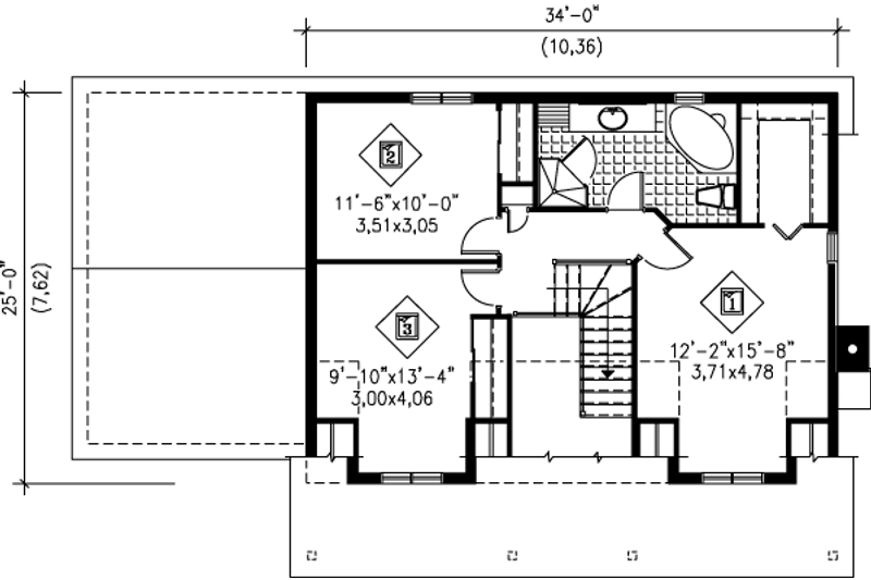 House Plan Design - Floor Plan - Upper Floor for Victorian House Plan #25-263 - 3 bed, 1.5 bath