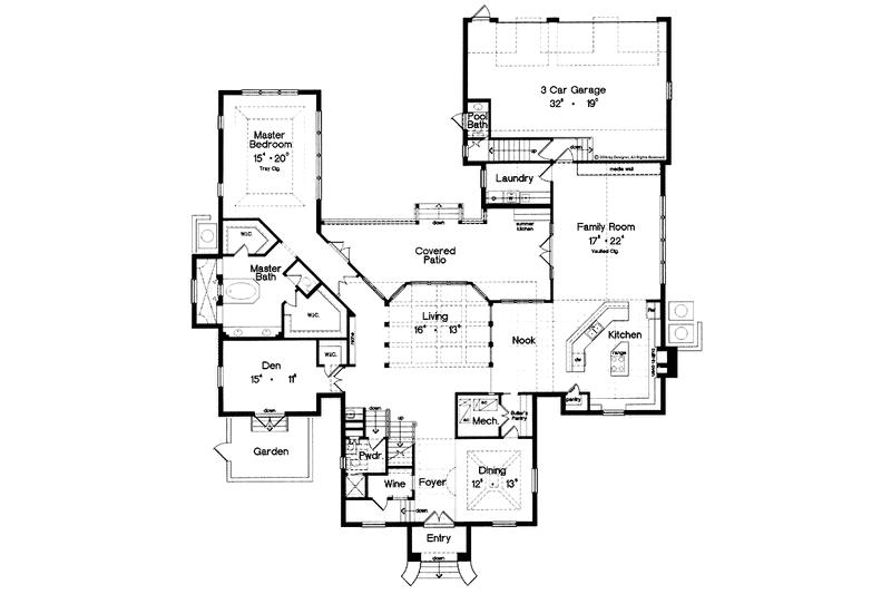 Home Plan - Floor Plan - Main Floor for Country House Plan #417-547 - 4 bed, 3.5 bath