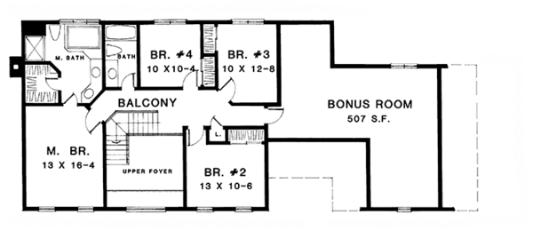 Home Plan - Colonial Floor Plan - Upper Floor Plan #1001-98