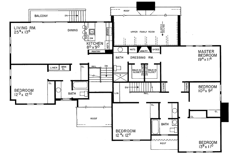 House Design - Floor Plan - Upper Floor for Tudor House Plan #72-726 - 5 bed, 3.5 bath