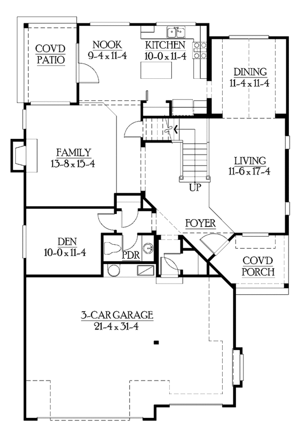 Home Plan - Craftsman Floor Plan - Main Floor Plan #132-315