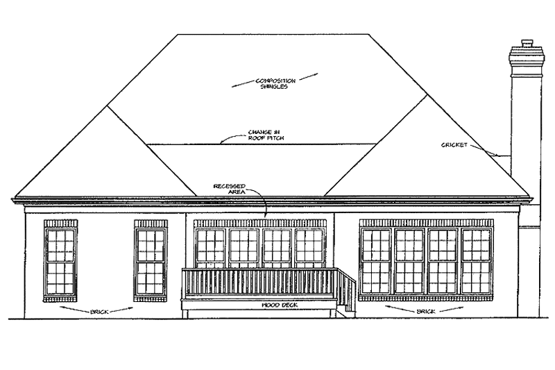 Dream House Plan - Exterior - Rear Elevation for Ranch House Plan #453-128 - 3 bed, 2 bath