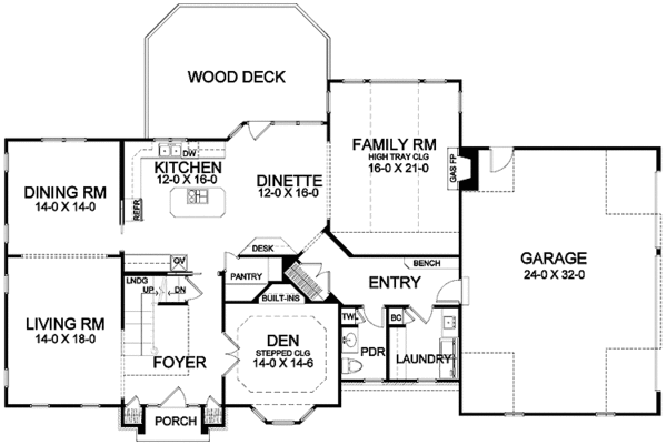 House Plan Design - Colonial Floor Plan - Main Floor Plan #328-450