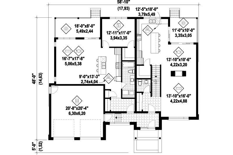 Dream House Plan - Contemporary Floor Plan - Main Floor Plan #25-4609