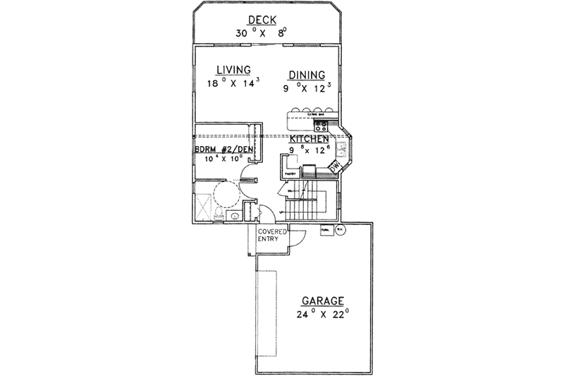 Home Plan - Floor Plan - Main Floor for Modern House Plan #117-284 - 4 bed, 3 bath