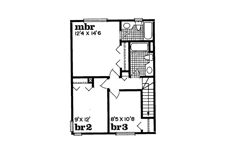 Home Plan - Floor Plan - Upper Floor for Craftsman House Plan #47-701 - 3 bed, 2.5 bath