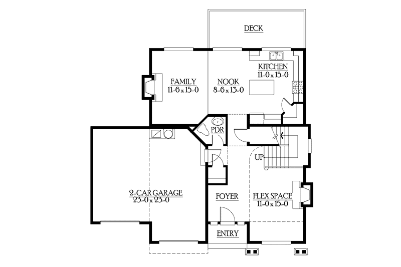 Home Plan - Floor Plan - Main Floor for Craftsman House Plan #132-290 - 2 bed, 2.5 bath