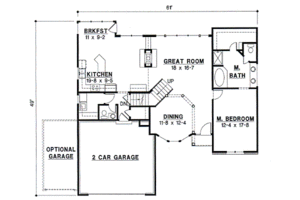 Floor Plan - Main Floor for Traditional House Plan #67-392 - 3 bed, 2.5 bath