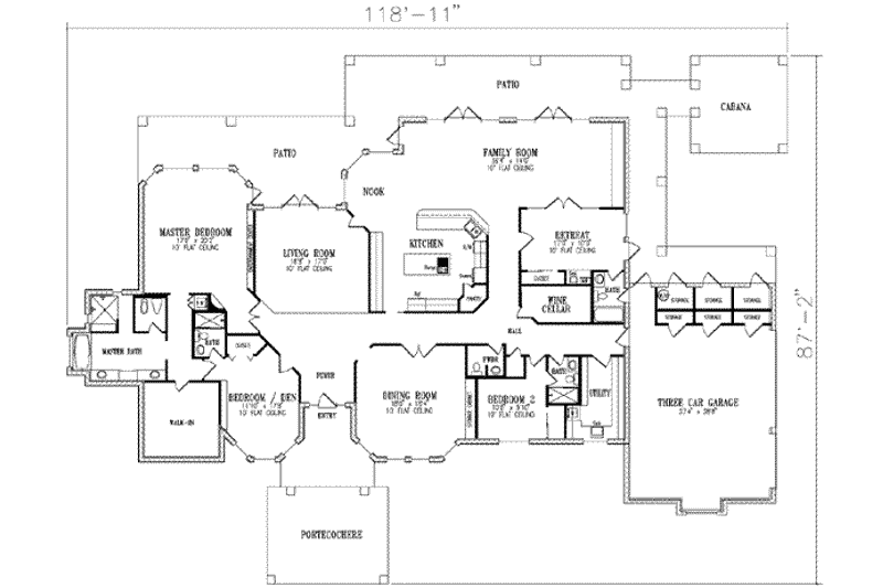 Home Plan - Floor Plan - Main Floor for Ranch House Plan #1-907 - 3 bed, 4.5 bath