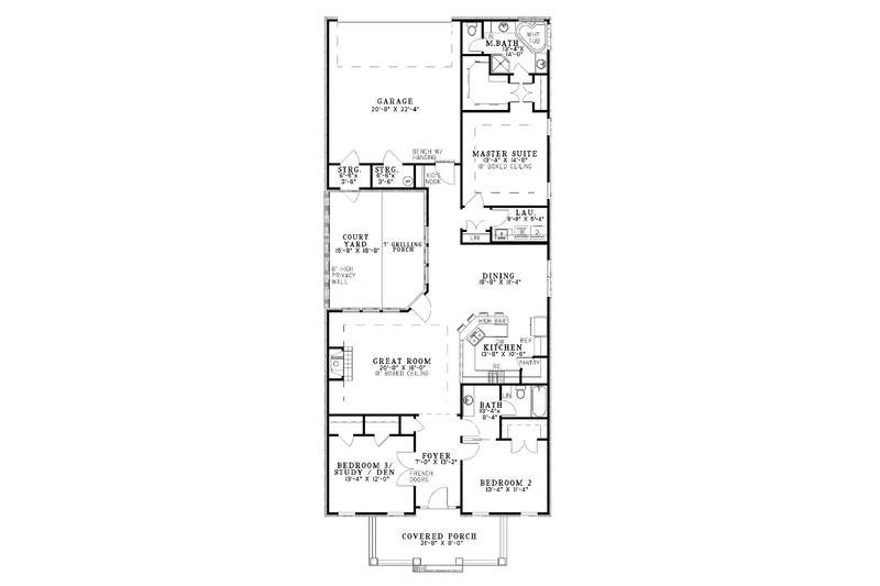 House Blueprint - Floor Plan - Main Floor for Country House Plan #17-2903 - 3 bed, 2 bath