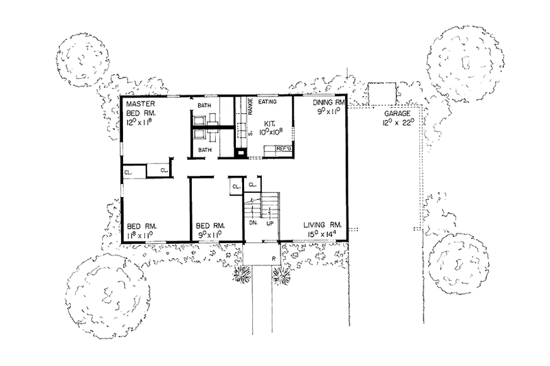 Home Plan - Floor Plan - Main Floor for Contemporary House Plan #72-519 - 5 bed, 3 bath