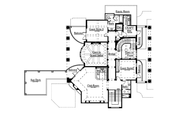 Floor Plan - Upper Floor for Southern House Plan #930-354 - 4 bed, 4.5 bath