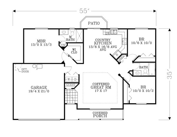 Architectural House Design - Craftsman Floor Plan - Main Floor Plan #53-598