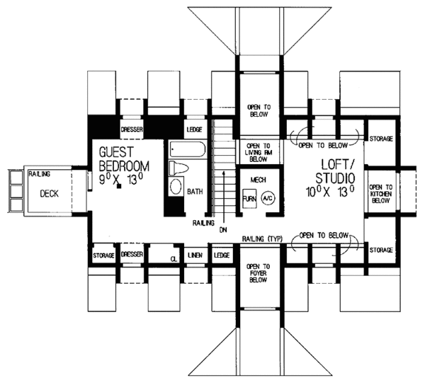 Architectural House Design - Country Floor Plan - Upper Floor Plan #72-928
