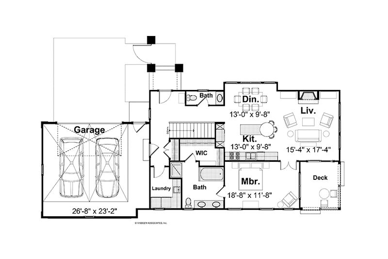 Home Plan - Floor Plan - Main Floor for Craftsman House Plan #928-193 - 2 bed, 3.5 bath