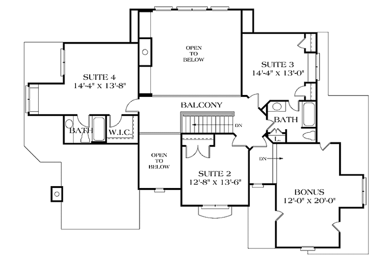 Dream House Plan - Floor Plan - Upper Floor for Country House Plan #453-249 - 4 bed, 3.5 bath