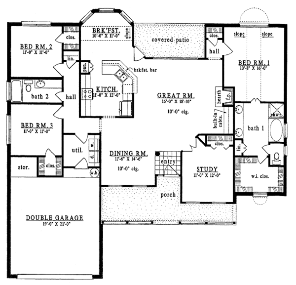 House Design - Country Floor Plan - Main Floor Plan #42-485