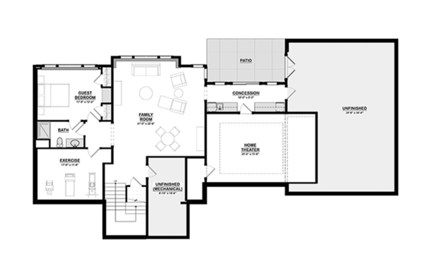 House Plan Design - Craftsman Floor Plan - Lower Floor Plan #928-277
