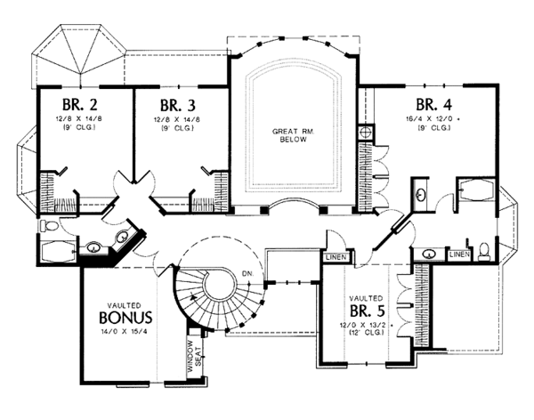 Home Plan - Tudor Floor Plan - Upper Floor Plan #48-805