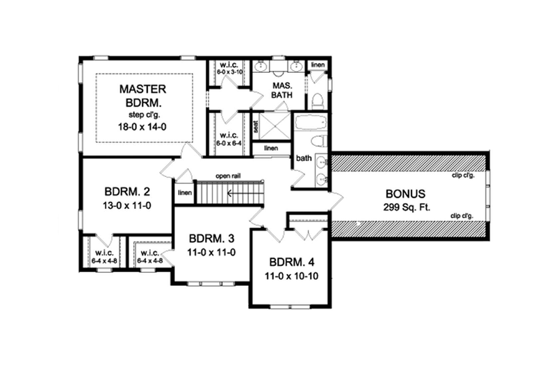 House Plan Design - Floor Plan - Upper Floor for Colonial House Plan #1010-58 - 4 bed, 2.5 bath