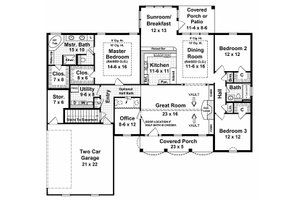 Floor Plan - Main Floor for Southern House Plan #21-135 - 3 bed, 2.5 bath