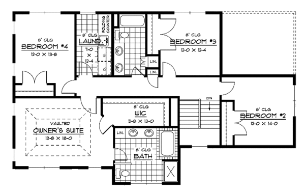 House Design - European Floor Plan - Upper Floor Plan #51-634