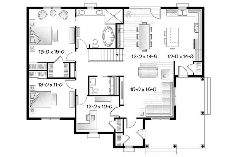 Dream House Plan - Floor Plan - Main Floor for Ranch House Plan #23-2565 - 2 bed, 1.5 bath