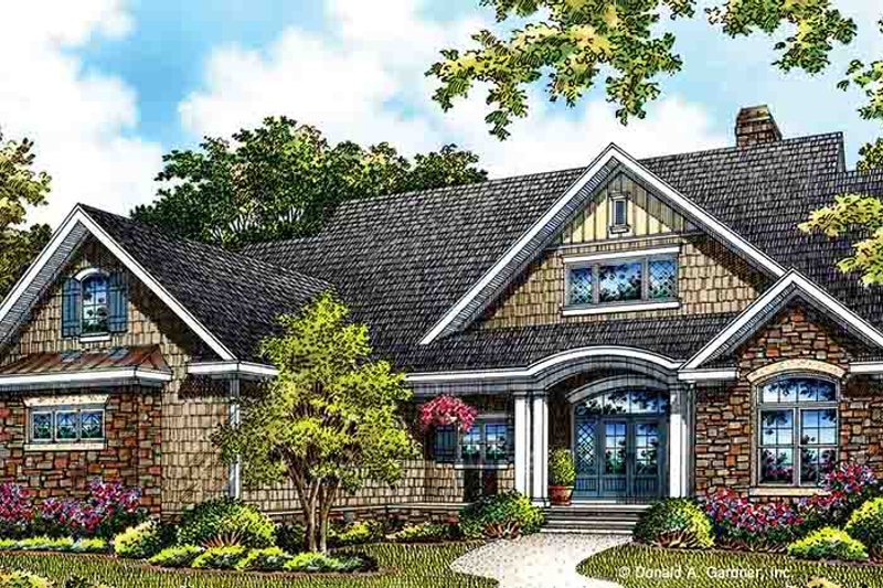 Home Plan - Exterior - Front Elevation 4 for European House Plan #929-967 - 3 bed, 2 bath