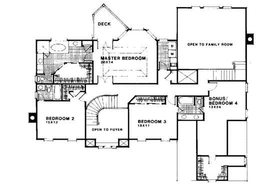 Floor Plan - Upper Floor for European House Plan #56-221 - 4 bed, 3.5 bath