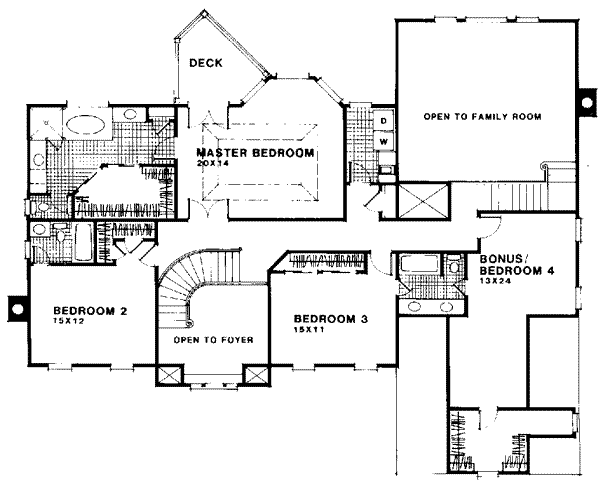 House Design - European Floor Plan - Upper Floor Plan #56-221
