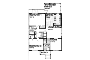 Floor Plan - Main Floor for Bungalow House Plan #30-230 - 2 bed, 1 bath