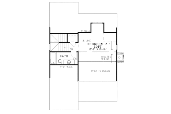 Floor Plan - Upper Floor for Craftsman House Plan #17-3122 - 2 bed, 2 bath