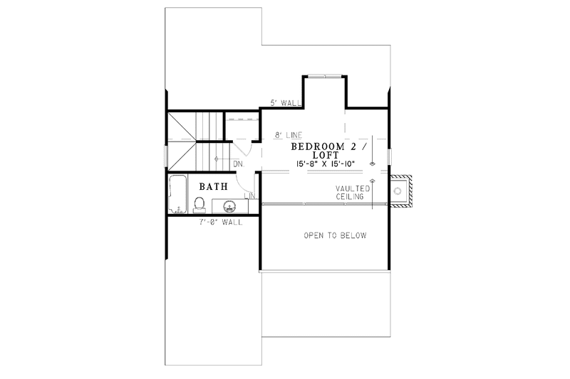 Architectural House Design - Floor Plan - Upper Floor for Craftsman House Plan #17-3122 - 2 bed, 2 bath
